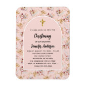 《キリスト教》洗礼式や命名式パンパ花模様バラ金ゴールド招待 マグネット (縦)