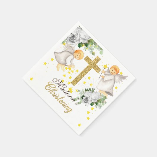 《キリスト教》洗礼式や命名式パーソナライズされた男女兼用ナプキン スタンダードカクテルナプキン (角)