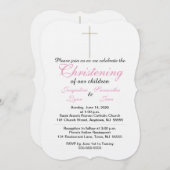 《キリスト教》洗礼式や命名式ピンクツイン 招待状 (正面/裏面)