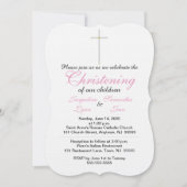 《キリスト教》洗礼式や命名式ピンクツイン 招待状 (正面)