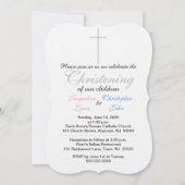 《キリスト教》洗礼式や命名式ピンクブルーツイン 招待状 (正面)