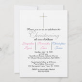 《キリスト教》洗礼式や命名式ピンクブルートリプレット招待状 招待状 (正面)