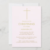 《キリスト教》洗礼式や命名式フォトピンク金ゴールド女子宗教 招待状 (正面)