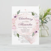 《キリスト教》洗礼式や命名式フローラピンクローゼスリース 招待状 (スタンド正面)
