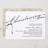 《キリスト教》洗礼式や命名式ブラック脚本クロスフォト宗教的 招待状 (正面/裏面)