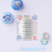《キリスト教》洗礼式や命名式ボーイガールブルーピンクの予算招待状 チラシ (シングル)