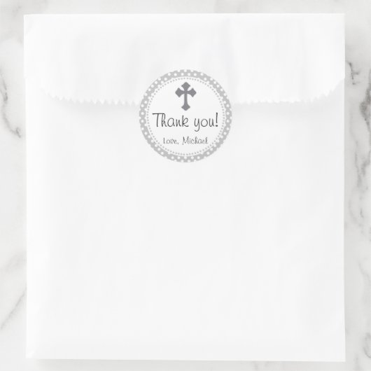 《キリスト教》洗礼式や命名式ポルカラウンドありがとうパーティーシール ラウンドシール (バッグ)