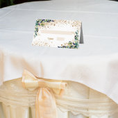 《キリスト教》洗礼式や命名式ユーカリ金ゴールドグリッタースパークル プレイスカード