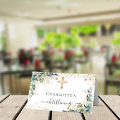 《キリスト教》洗礼式や命名式ユーカリ金ゴールドグリッタースパークル プレイスカード