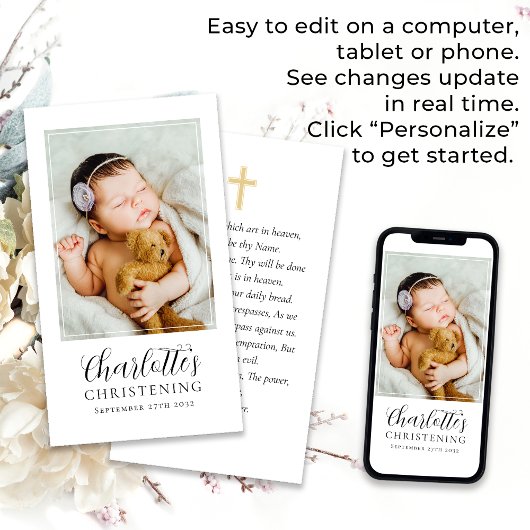 《キリスト教》洗礼式や命名式写真記念祈りの言葉カード コーリングカード