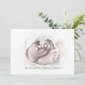 《キリスト教》洗礼式や命名式招待ベビー足鉛筆スケッチ 招待状 (スタンド正面)