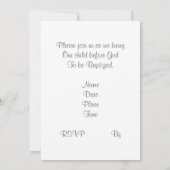 《キリスト教》洗礼式や命名式招待ベビー足鉛筆スケッチ 招待状 (裏面)