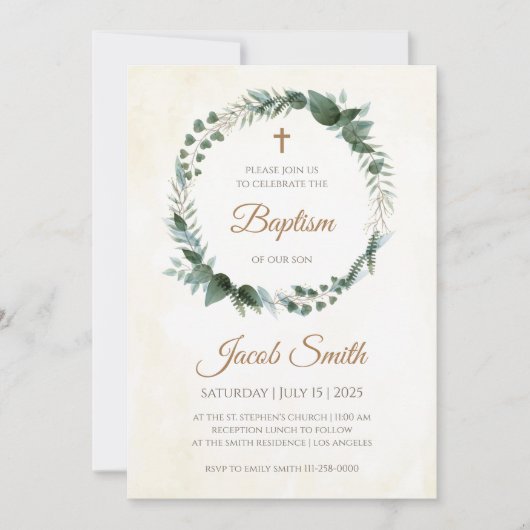 《キリスト教》洗礼式や命名式招待状とバプテスマ招待状 招待状 (正面)