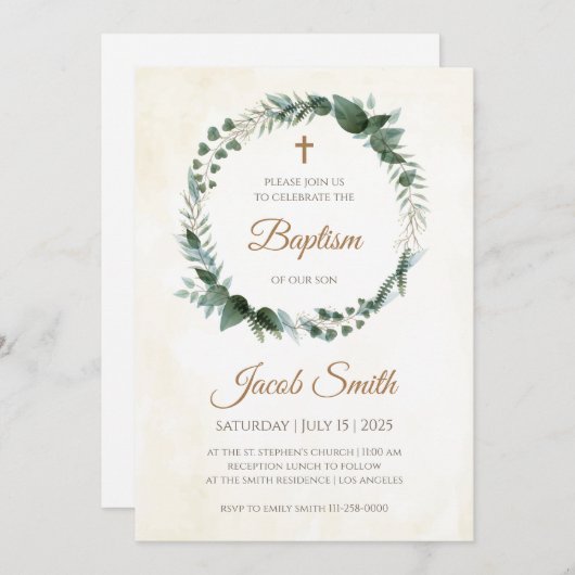 《キリスト教》洗礼式や命名式招待状とバプテスマ招待状 招待状 (正面/裏面)