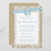 《キリスト教》洗礼式や命名式招待状バーラップアンドレースバプテスマ 招待状 (正面/裏面)