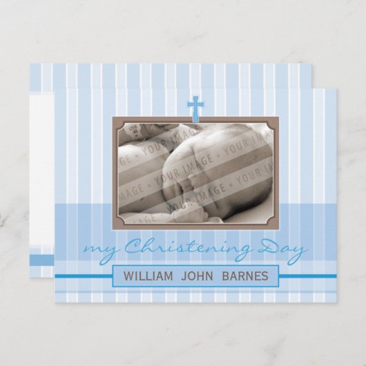 《キリスト教》洗礼式や命名式招待状:: スタイリッシュストライプ1 インビテーションポストカード (正面/裏面)