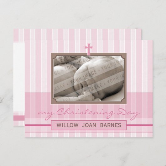 《キリスト教》洗礼式や命名式招待状:: スタイリッシュストライプ3 インビテーションポストカード (正面/裏面)