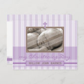 《キリスト教》洗礼式や命名式招待状:: スタイリッシュストライプ4 インビテーションポストカード (正面/裏面)