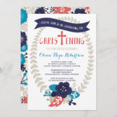 《キリスト教》洗礼式や命名式招待状、フローラコンテンポラリー、 招待状 (正面/裏面)