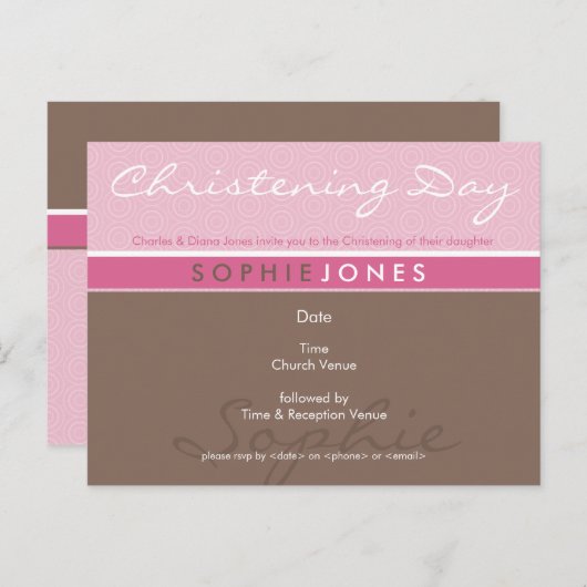 《キリスト教》洗礼式や命名式招待状:：単純なgroovy 1 インビテーションポストカード (正面/裏面)