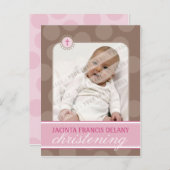 《キリスト教》洗礼式や命名式招待状::水玉模様 – ピンク インビテーションポストカード (正面/裏面)