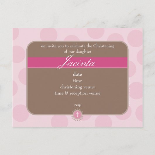 《キリスト教》洗礼式や命名式招待状::水玉模様 – ピンク インビテーションポストカード (裏面)