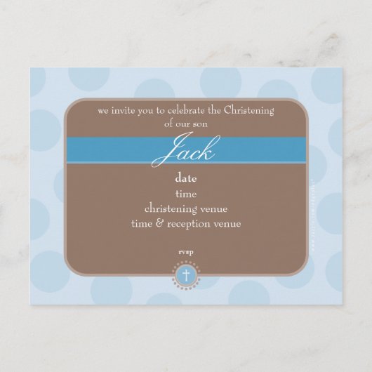 《キリスト教》洗礼式や命名式招待状::水玉模様 – 青 インビテーションポストカード (裏面)