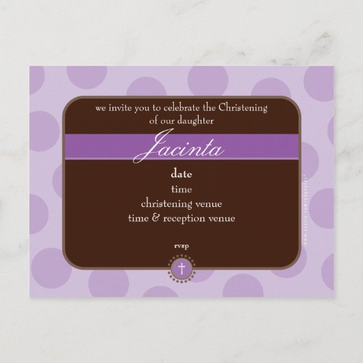 《キリスト教》洗礼式や命名式招待状::水玉模様- violet インビテーションポストカード (裏面)