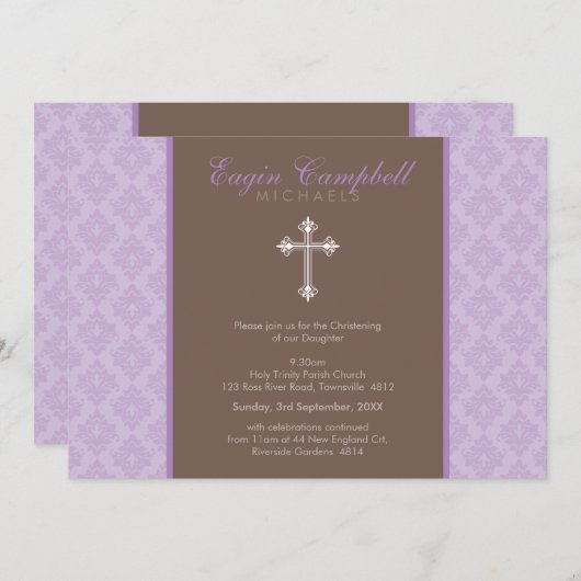 《キリスト教》洗礼式や命名式招待状:: oh so beautiful 7L 招待状 (正面/裏面)