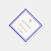 《キリスト教》洗礼式や命名式王室のブルーホワイトネーム男の赤ちゃん スタンダードカクテルナプキン (角)