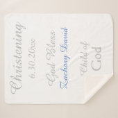 《キリスト教》洗礼式や命名式男の赤ちゃんブルーラトル媒体 シェルパブランケット (正面(横))