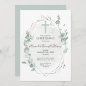 《キリスト教》洗礼式や命名式素朴ユーカリ招待状 招待状 (正面/裏面)