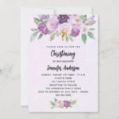 《キリスト教》洗礼式や命名式紫の花の緑が贅沢に交差 招待状 (正面)