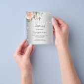 《キリスト教》洗礼式や命名式赤面フローラ銀の輝きの招待 チラシ (手)