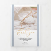 《キリスト教》洗礼式や命名式10 Photo Thank You Blue and White 三つ折りカード (カバー)