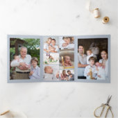 《キリスト教》洗礼式や命名式10 Photo Thank You Blue and White 三つ折りカード (内部)