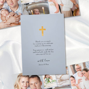 《キリスト教》洗礼式や命名式6フォトピンクサンキューブルー 三つ折りカード