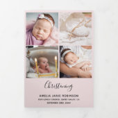 《キリスト教》洗礼式や命名式8 Photo Thank You Keepsake Pink 三つ折りカード (カバー)