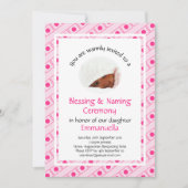 《キリスト教》洗礼式や命名式 |の賛美名前付け |ピンク |写真 招待状 (正面)