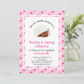 《キリスト教》洗礼式や命名式 |の賛美名前付け |ピンク |写真 招待状 (スタンド正面)
