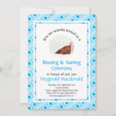 《キリスト教》洗礼式や命名式 |の賛美名前付け |水色 |写真 招待状 (正面)