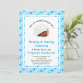 《キリスト教》洗礼式や命名式 |の賛美名前付け |水色 |写真 招待状 (スタンド正面)