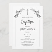 《キリスト教》洗礼式や命名式。エレガント葉フローラ 招待状 (正面/裏面)