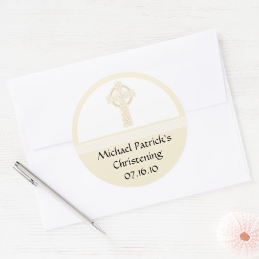 《キリスト教》洗礼式や命名式、シャワーまたは第1コミュニオンシール ラウンドシール (封筒)