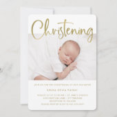 《キリスト教》洗礼式や命名式 |シンプル2枚のミニマル金ゴールド 招待状 (正面)