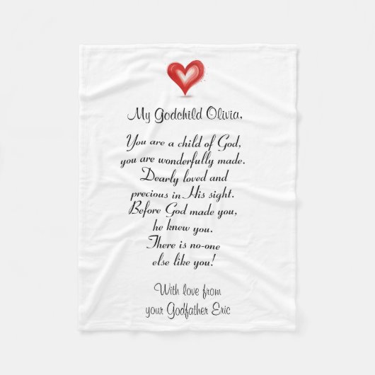 《キリスト教》洗礼式や命名式/バプスティムは神の子に贈る フリースブランケット (正面)