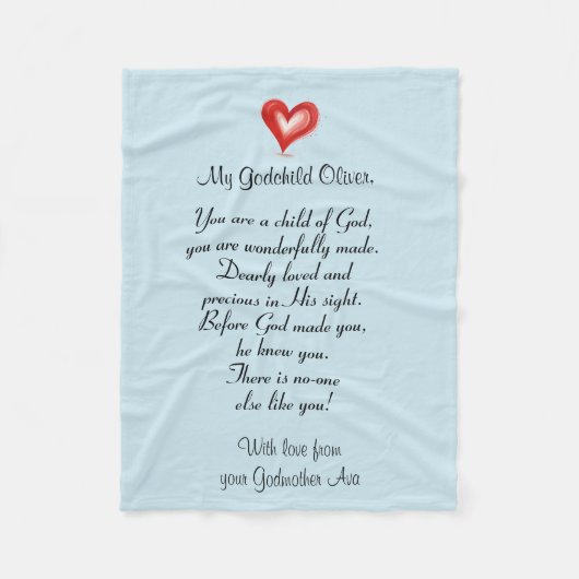 《キリスト教》洗礼式や命名式/バプテスマの贈りカスタム物 フリースブランケット (正面)