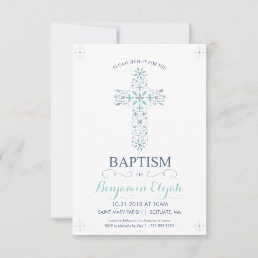 《キリスト教》洗礼式や命名式，バプテスマ招待状-男の赤ちゃん招待状 招待状 (正面)
