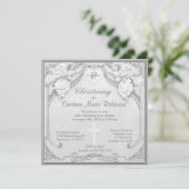 《キリスト教》洗礼式や命名式 – モノグラムとクロス 招待状 (スタンド正面)