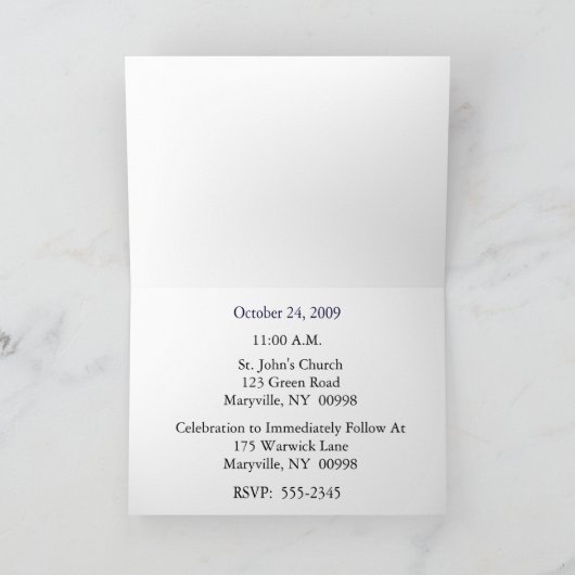 《キリスト教》洗礼式や命名式/女の子用洗礼招待状 招待状 (内部)